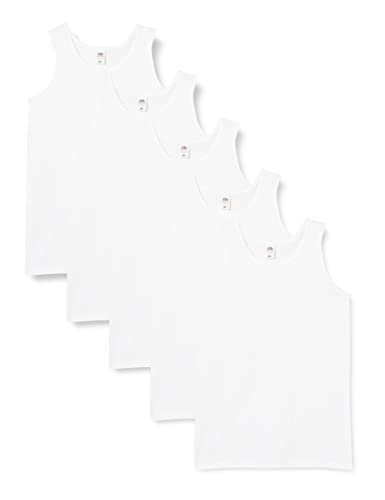 Fruit of the Loom Herren Regular Fit Unterhemd 5-Pack Athletic Mens, Weiß (White), Medium