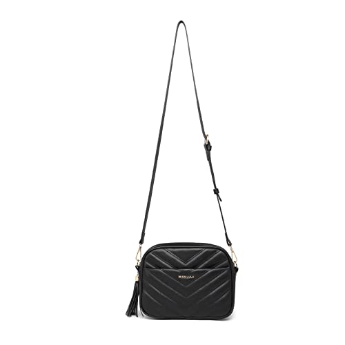 Miss Lulu Frauen Cross Body Bag V-förmige Muster Umhängetasche Satchel Handtaschen Quaste Dekoration Messenger Bag für Damen