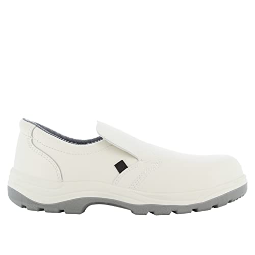 SAFETY JOGGER Stahlkappen Sicherheits S2 Clog 43 EU - X0500 - Professioneller Arbeitsschuh für Damen oder Herren im Leder, ohne Schnürsenkel, ideal für die Küchen- oder Lebensmittelindustrie, Weiß