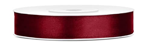 25 Meter Satinband Dunkelrot Breite 12mm Satin bordeaux Schleifenband Dekoband Weinrot Geschenkband Geschenkverpackung Band dunkelrote Schleife