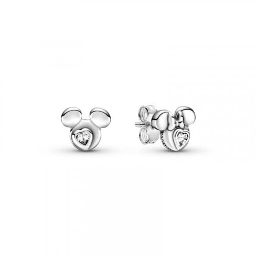 Pandora Disney Micky Maus & Minnie Maus Silhouetten Ohrringe aus Sterling Silber mit einem Zirkonia Stein/Größe: 0,7cm