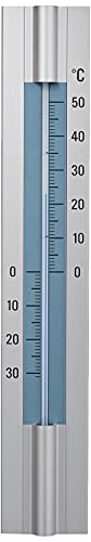 TFA Dostmann Analoges Innen-Außen-Thermometer, 12.2045, aus Aluminum, Silber, L 50 x B 14 x H 300 mm