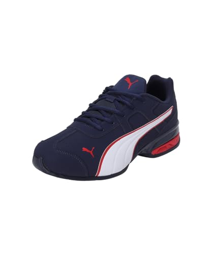 PUMA Unisex Tazon 7 Evo Road Running Shoe, Navy-for All Time Red, 44.5 EU