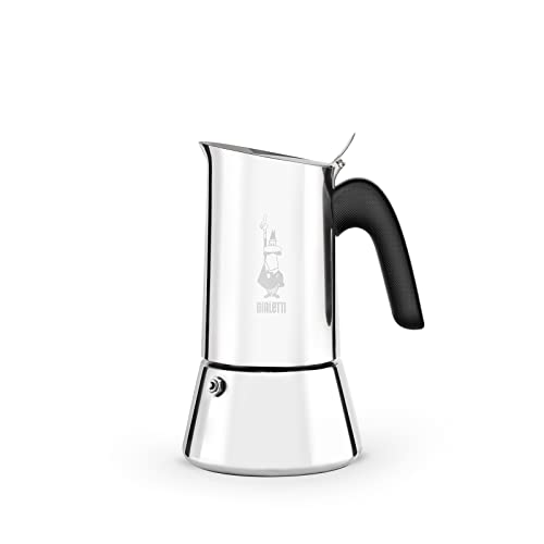 Bialetti - New Venus Induction, Edelstahl Herd Espresso-Kaffeemaschine, Geeignet für Alle Herdarten, 4 Tassen (170ml), Aluminium, Silber
