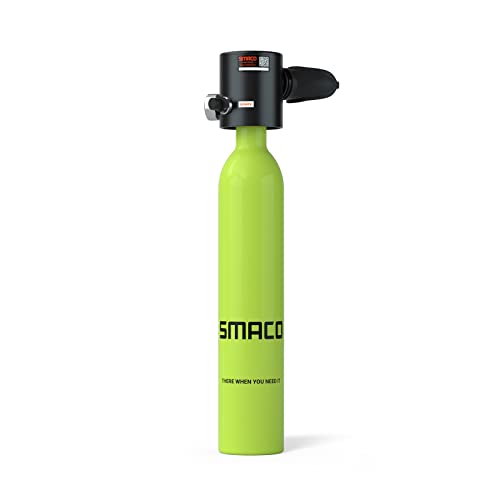 SMACO Tauchflasche für Sporttauchen 0,5L Mini-Tauchflasche für Anfänger Unterstützung 6-10 Minuten Tauchen (Nicht Mehr Als 30 m) Mini-Tauchzylinder-Ponyflasche für Sightseeing/Bootsreinigung, Grün