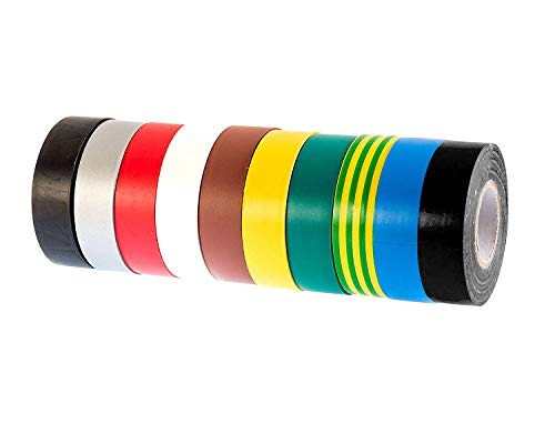Gocableties - Isolierband Farbig Set - 19 mm x 20 m - strapazierfähiges, selbstklebendes Isolierband zum Schutz, Bündeln und Reparieren von Kabeln - 10 Rollen