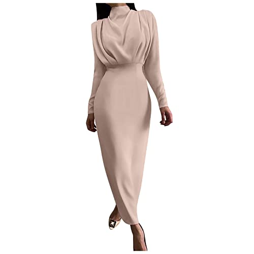 MICKURY Kleider große größen Kleider mädchen festlich Prinzessinnen Kleider Kleid Bauch kaschieren extravagantes Kleid impressionen Kleider brautkleid rückenfrei Abendkleid weinrot Kleider(Khaki,XXL)