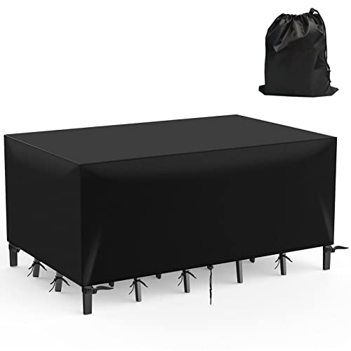 iBesi Abdeckung Gartenmöbel 213x132x74 cm, 600D Oxford Schutzhülle Gartenmöbel Wasserdicht, Abdeckplane Gartenmöbel Winterfest, Abdeckhaube Gartentisch Loungemöbel, UV-Schutz, Winddicht, Schneeschutz