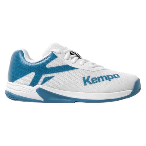 Kempa Unisex Kinder Wing 2.0 Junior Sport-Schuhe, Weiß Deep Blau, 35 EU