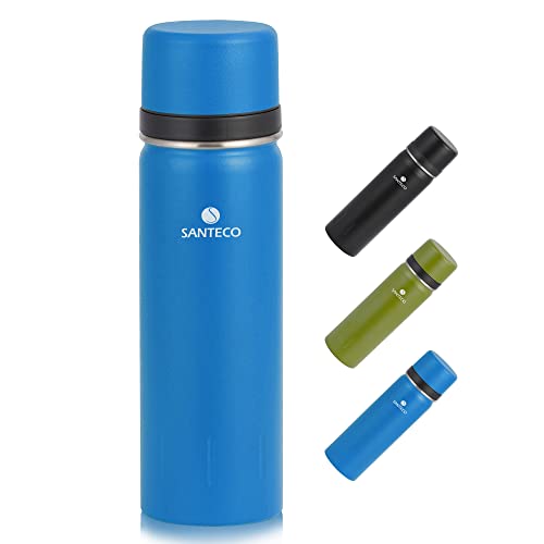SANTECO Thermosflasche Edelstahl - 500ml, 1l - Thermoskanne mit Trinkbecher für unterwegs, Thermobecher essen Auslaufsicher, Isolierflasche für Kinder, Sport, BPA-Frei, hält 24h kalt & 12h warm