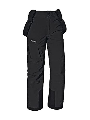 Schöffel Joran B Skihose für Jungen,wind- und wasserdichte Kinder Schneehose, wasserdichte Skihose mit Schneefang und Hosenträgern,Schwarz,164