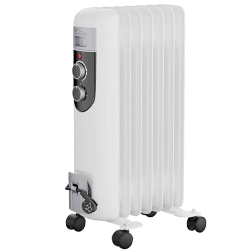 Tronitechnik® Elektroheizung Ölradiator Öl-Heizung Radiator 3 Heizstufen 7 Rippen Elektrischer Heizkörper Energiesparend Thermostat Überhitzungsschutz Heizgerät