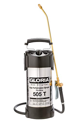 GLORIA Hochleistungssprühgerät 505 T Profiline | 5 L Füllinhalt | Profi-Drucksprüher aus rostfreiem Edelstahl | Mit Zeigermanometer | 6 bar | Ölfest