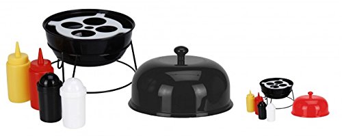 6-tlg. Grill Menage SET - Senf & Ketchup Ständer und Salzstreuer & Pfefferstreuer - Farbe wählbar - Grillzubehör - Salz Pfeffer Streuer - Grillparty, Farbe:Schwarz