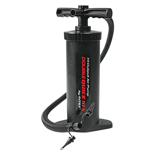 Intex Double Quick 3 S Hand Pumpe - Luftpumpe - 37 cm - Mit 3 Düsenaufsätze, Schwarz