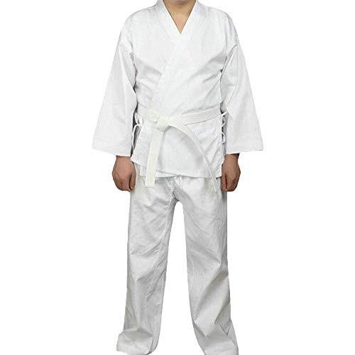 G-LIKE Karate Judo Anzug Kleidung - Kampfkunst Judogi Aikido Keikogi Jiu Jitsu Taekwondo Bando Kung Fu Outfit Training Uniform Kostüm Set Jacke Hose Freier Gürtel für Männer Frauen Kinder (160 cm)