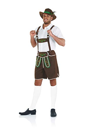 Fun Shack Braunes Oktoberfest Kostüm für Herren, Lederhosen Verkleidung XL