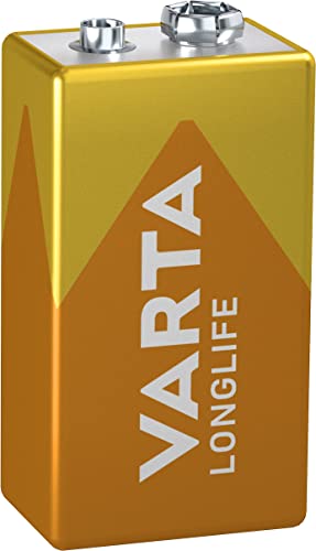VARTA Batterien 9V Blockbatterie, 1 Stück, Longlife, Alkaline, für Rauchmelder, Brand- & Feuermelder, Mikrofon