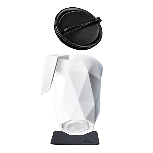 silwy® Kunststoff-Henkeltasse TO-GO inkl. abwaschbarem, wiederverwendbarem Metall-Nano-Gel-Pad BLACK - rutschfeste Caravaning- und Campingtassen, Boot- und Yachtzubehör