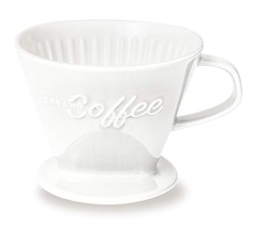Creano Porzellan Kaffeefilter XXL (Weiß) für Filtertüten Gr. 4 und 6, ca. 800gr Gewicht für extrem sicheren Stand, Achtung schwer, in 6 Farben erhältlich