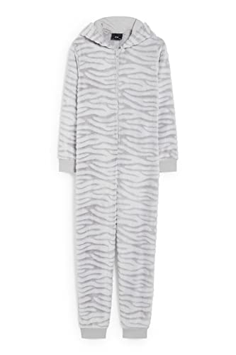 C&A Kinder Mädchen Onesie Gemustert Fleece hellgrau-Melange 134
