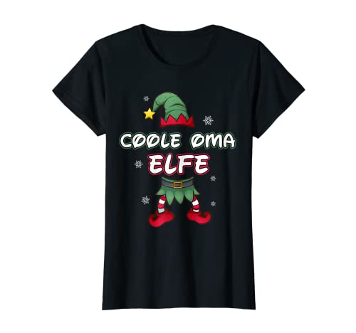 Damen Coole Oma Elfe Weihnachtsoutfit Partnerlook Weihnachten T-Shirt