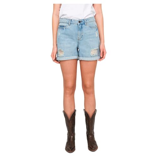 Noisy may Damen Jeansshorts mit Rissen und umgeschlagenem Saum, Farben:Hellblau, Größe:S