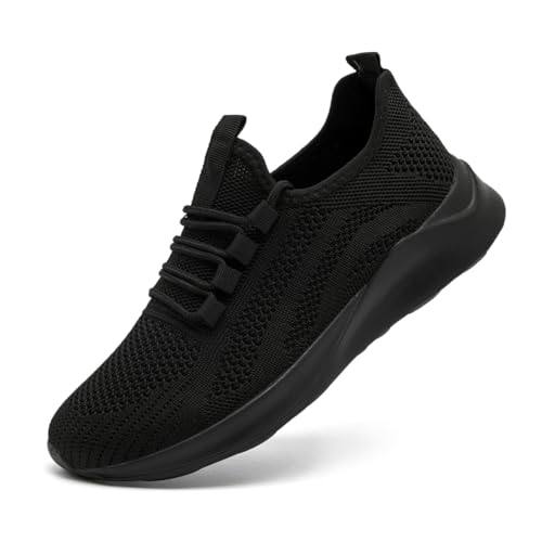 UROMGV Damen Straßenlaufschuhe Atmungsaktiv Laufschuhe Walkingschuhe Outdoor Freizeit Sportschuhe rutschfest Turnschuhe Running Shoes Schwarz 38