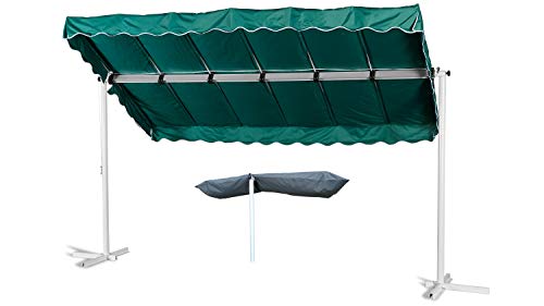 GRASEKAMP Qualität seit 1972 Standmarkise Dubai Grün 375x225cm mit Schutzhülle Terrassenüberdachung Raffmarkise Mobile Markise Ziehharmonika