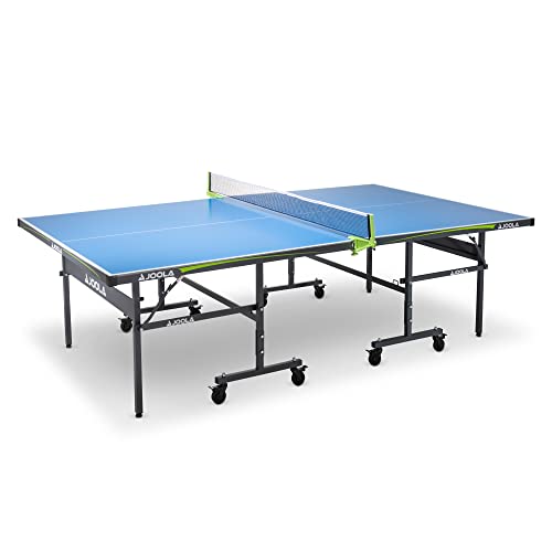 JOOLA 11134 Tischtennisplatte Outdoor Rally-Profi Tischtennistisch 6 MM Aluminium-Verbundoberfläche Wetterfest-Klappbares Untergestell-Schneller Aufbau, Blau, 274 x 152,5 x 76 cm