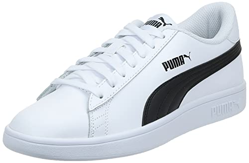 PUMA Unisex Smash v2 L Sneaker, White Black, 44 EU
