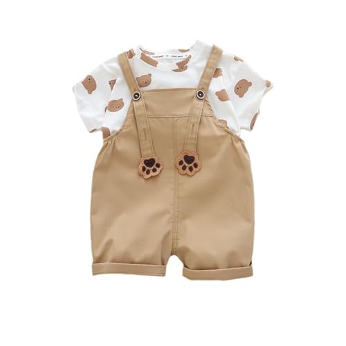 ACMEDE Kleinkinder Kleidung Set Baby Jungen Mädchen Baumwolle T-Shirt + Baby Jeans Latzhose Kurz Sommer Jeans Overalls Shortalls Gr. 74/80/86/92/98/104/110