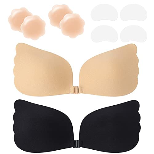 Klebe BH Push up Ohne Träger Unsichtbarer Trägerloser BH zum Kleben Sticky Bra Rückenfreier Klebe-BHS Trägerlos Klebebh Damen Klebepads Große Brust Kleine Brüste für Rückenfreies Kleid und Brautkleid