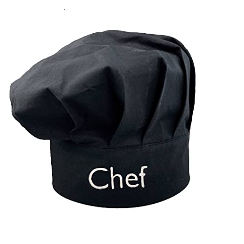 Pet-Jos Chef Kochmütze Unisex Kochmütze aus Baumwolle Hotel Küche Restaurant Gastro-Hüte Einstellbar für Kochen Schwarz