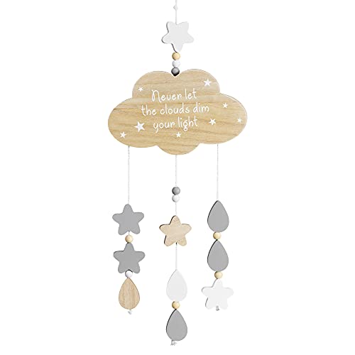 Navaris Hängedekoration Wolken und Sterne - Deko zum Aufhängen für das Kinderzimmer - Windspiel Mobile Fensterdeko - Wanddekoration unisex