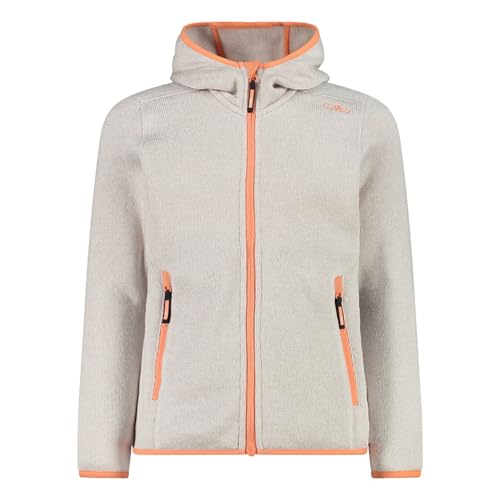 CMP Mädchen Jacke Fleecejacke Outdoorjacke Strickjacke Knit-Tech, Farbe:Beige, Größe:152, Artikel:-01XT Vanilla/Salmon