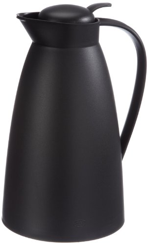 alfi Thermoskanne Eco, Kunststoff schwarz 1,0 Liter, mit alfiDur Glaseinsatz, 0825.020.100, Isolierkanne hält 12 Stunden heiß, ideal als Kaffeekanne oder Teekanne, Kanne für 8 Tassen