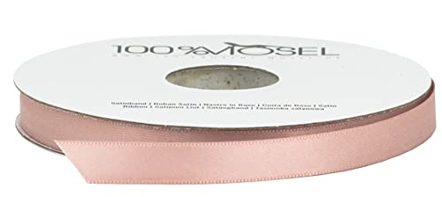 100% Mosel Satinband, in Blush Rosé (10 mm x 25 m), matt glänzendes Geschenkband, edles Schleifenband zum Dekorieren & Basteln, zum Einpacken besonderer Geschenke, für Hochzeiten, Taufen, uvm.