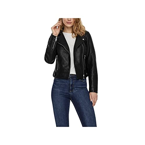 VERO MODA Damen Kunstleder-Jacke VMKerriultra Biker-Style 10228728 Black XL