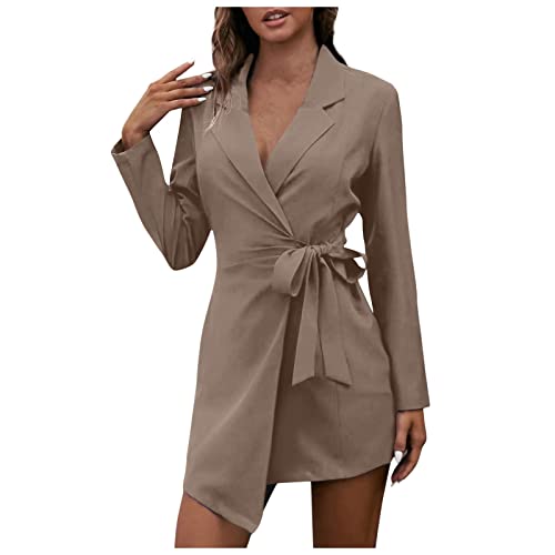 QHDDP Cocktailkleid WeißEs Kleid TüRkische Hochzeitskleider Rock Damen Herbst Und Winter Hellblaues Abendkleid Rockabilly Brautkleid Leinenkleid GüNstige Kleider Leoprint Umstandsmode （Camel-1, M）