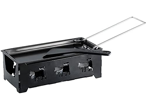 Rosenstein & Söhne Mini Raclette: Faltbares Teelicht-Raclette für 1 Person, mit Schaber (Mini Raclette Teelicht)