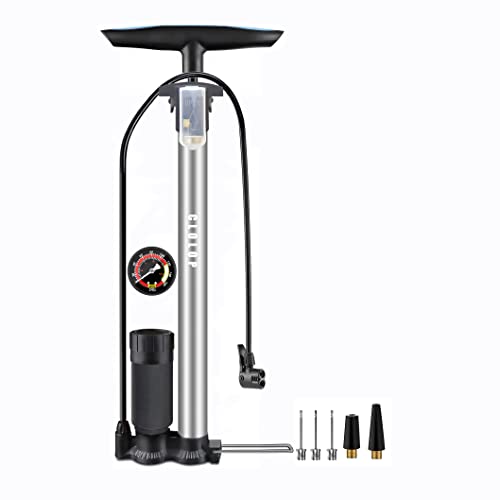 CLOLOP Fahrrad-Standpumpe mit Manometer, Fahrrad-Reifenpumpe Hochdruck mit Presta- und Schrader-Ventil Tragbare Fahrrad-Luftpumpe für Rennrad-MTB-Sportbälle