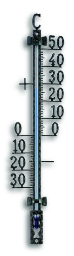 TFA Dostmann Analoges Thermometer, 12.5000, aus Metall, wetterfest, 16, 5cm hoch, mit Befestigungsmaterial, Außentemperatur, Außen, schwarz