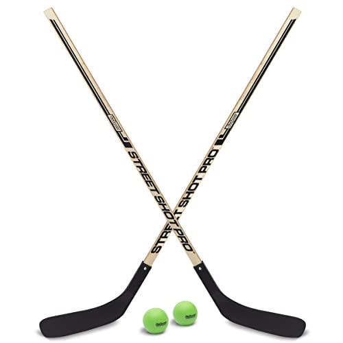 GoSports Unisex, Teenager 2 Sticks | Premium Holz Hockeyschläger für Street Hockey