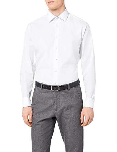 Seidensticker Herren Business Hemd - Slim Fit - Bügelfrei - Kent Kragen - Langarm - 100% Baumwolle, Farbe: Weiß (Weiß 01), Size 41