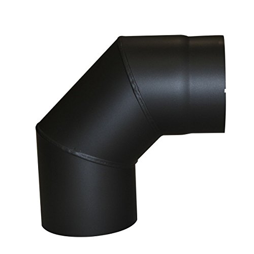 Kamino-Flam 331836 Bogen schwarz - Winkelrohr 150 mm - Rauchrohrbogen 90 ° - Uniknie Kaminrohr - Bogenknie für Kamin und Ofen