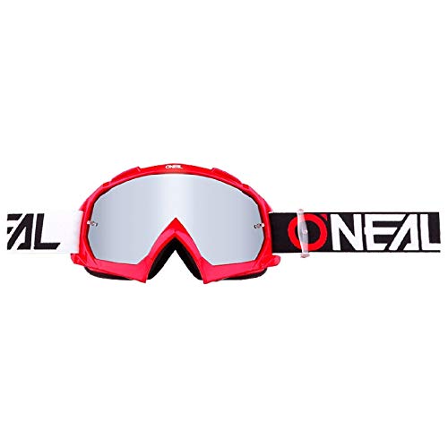 O'NEAL | Fahrrad- & Motocross-Brille | MX MTB DH FR Downhill Freeride | Hochwertige 1,2 mm-3D-Linse für ultimative Klarheit, UV-Schutz | B-10 Goggle TWOFACE | Rot Silber | One Size