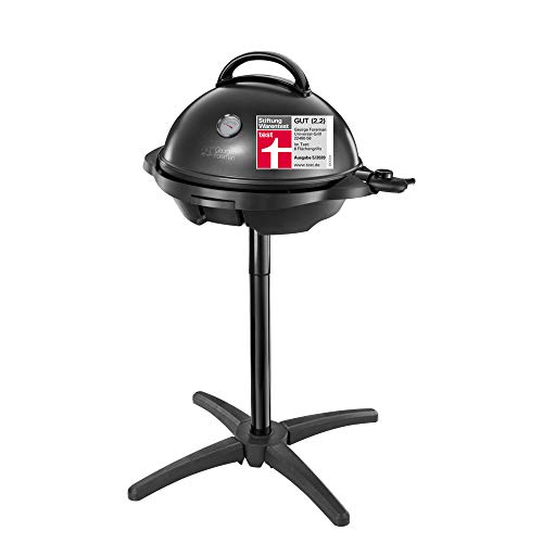 George Foreman Grill 2in1 Elektrogrill [Testsieger]: Standgrill & Tischgrill (Innen- & Außennutzung, Balkon & Küche, Ø44,5cm, Temperaturanzeige, Fettauffangschale, 2400W) Kugelgrill 22460-56
