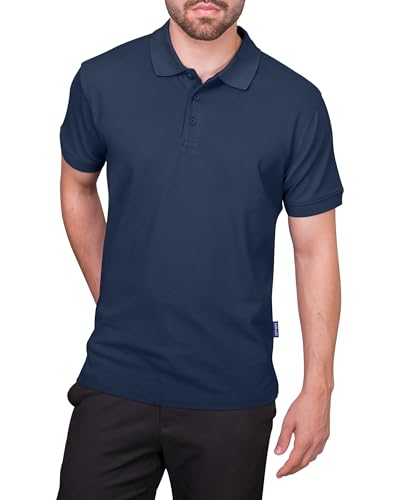HRM Herren Heavy Polo, navy, Gr. L I Premium Polo Shirt Herren aus 100% Baumwolle I Basic Polohemd bis 60°C waschbar I Hochwertige & nachhaltige Herren-Bekleidung I Workwear