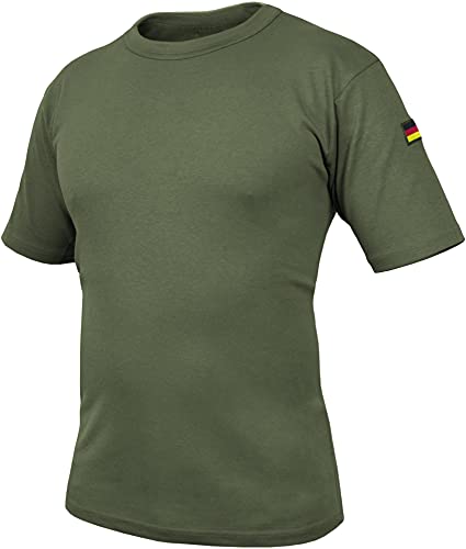 Bundeswehr Tropen T-Shirt BW Tropenhemd Unterhemd mit Deutschlandfahnen nach TL BDU Tactical Kurzarm Kampfshirt - OHNE Brustpatch Farbe Olive Größe M